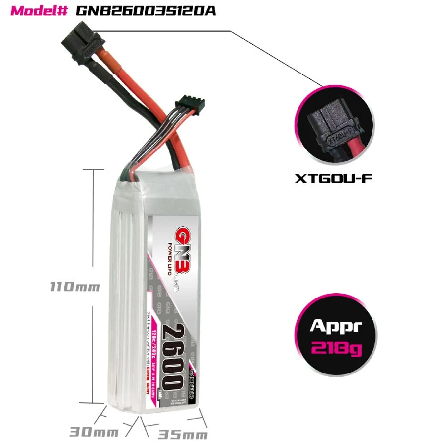 GNB 2600mAh 3S 120C LiPo Battery 4 GNB 2600mAh 3S 120C LiPo Battery - Image 2