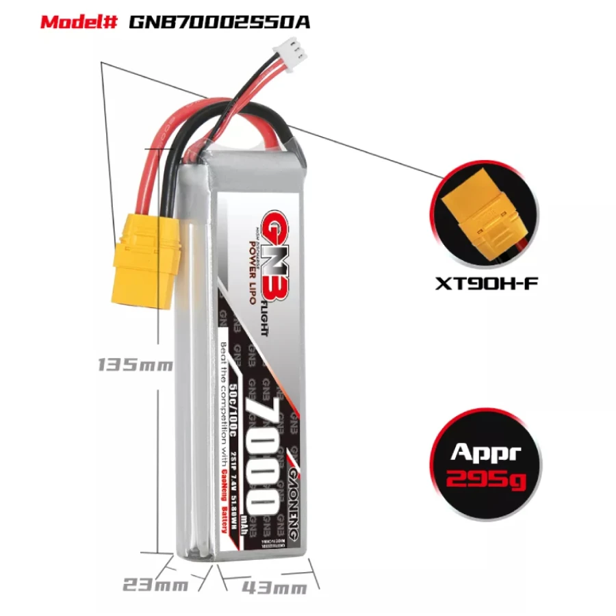 GNB 7000mAh 2S 50C LiPo Battery (XT90) 4 GNB 7000mAh 2S 50C LiPo Battery (XT90) - Image 2