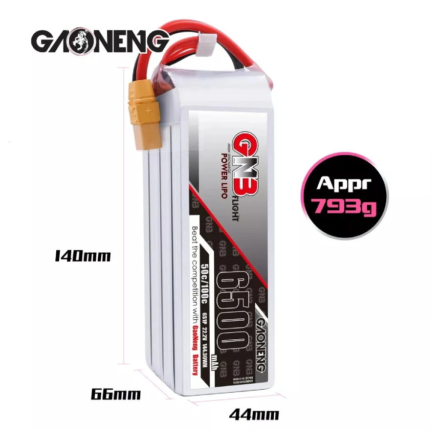 GNB 6500mAh 6S 50C LiPo Battery (XT90) 4 GNB 6500mAh 6S 50C LiPo Battery (XT90) - Image 2