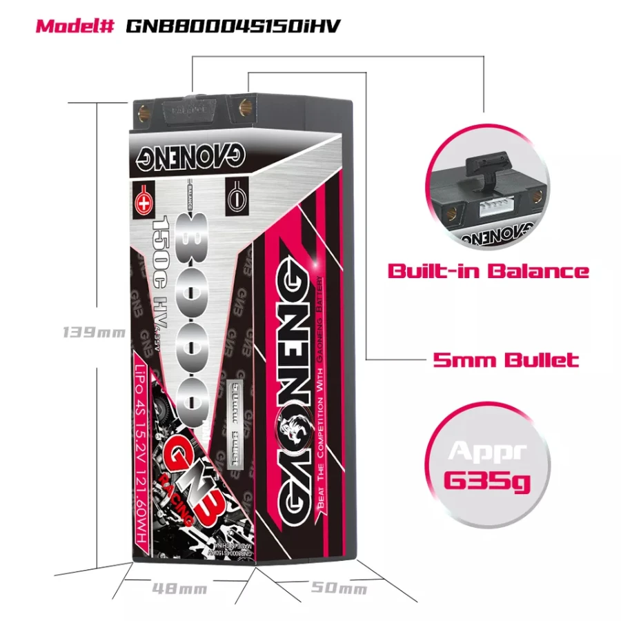 GNB 8000mAh 4S 150C Hardcase LiHV Battery (Deans) 4 GNB 8000mAh 4S 150C Hardcase LiHV Battery (Deans) - Image 2