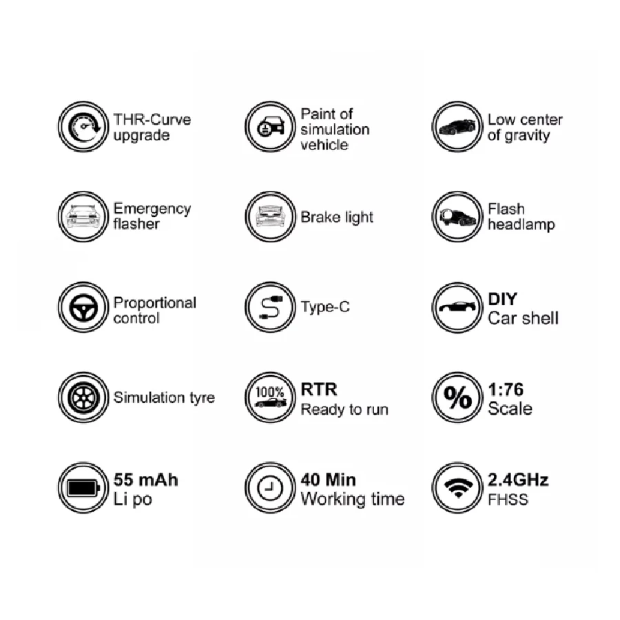 Turbo Racing C74 Sports Car 1:76 RTR (Black) 6 Turbo Racing C74 Sports Car 1:76 RTR (Black) - Image 4