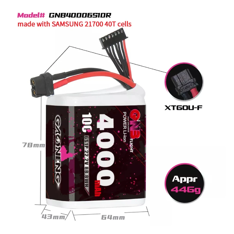 GNB 4000mAh 6S 10C Li-ion Samsung 40T Battery 4 GNB 4000mAh 6S 10C Li-ion Samsung 40T Battery - Image 2