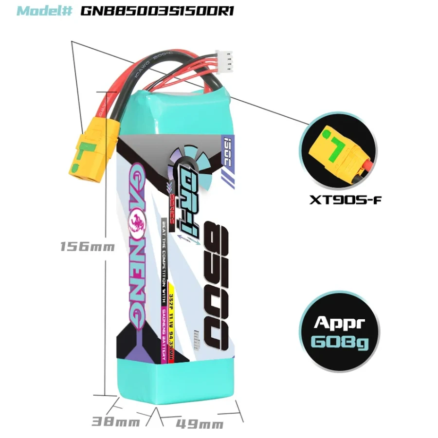 GNB 8500mAh 3S 150C DR-1 LiPo Battery (XT90) 4 GNB 8500mAh 3S 150C DR-1 LiPo Battery (XT90) - Image 2